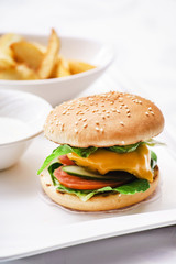 cheeseburger with potato