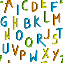 Seamless childrens bright alphabet pattern. Vector background.