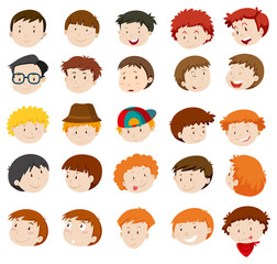 Facial expressions of boys and men