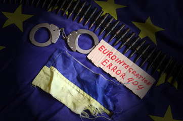 Eurointegration.Error 404.EU and Ukraine Flag
