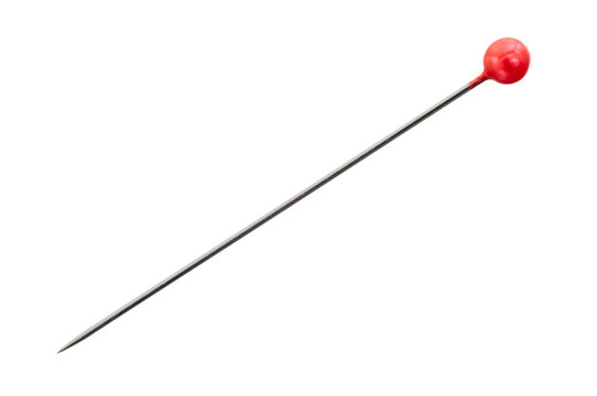 Sewing Pin with Round Red Head; Isolated Stock Photo - Image of
