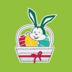 Easter Rabbit Icon Egg Design Flat 
