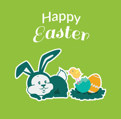 Easter Rabbit Icon Egg Design Flat 