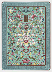 Grunge traditional Chinese floral ornament