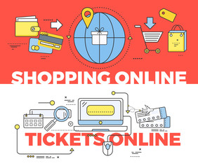 Shopping and Tickets Online Concept