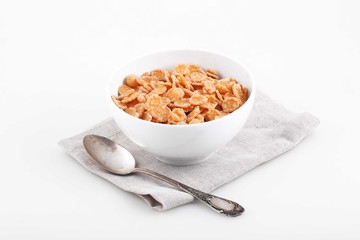 muesli in bowl on white background