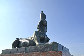 ST. PETERSBURG, RUSSIA. A sphinx with a female fi