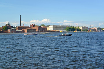 ST. PETERSBURG, RUSSIA - JULY 15, 2015: View of Neva and Arsenal