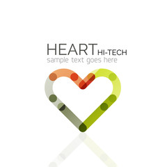 Logo love heart, abstract linear geometric business icon
