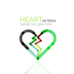 Logo love heart, abstract linear geometric business icon