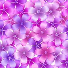 Beautiful seamless pattern with pink and purple flowers. Spring background, eps10