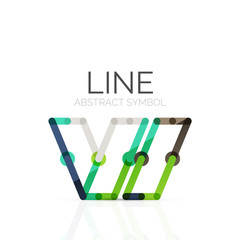 Linear abstract logo, connected multicolored segments of lines geometrical figure