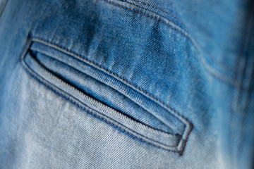 Fototapeta premium Blue Jeans Closeup Texture Background/ Blue Jeans Closeup Macro Textile Texture Background