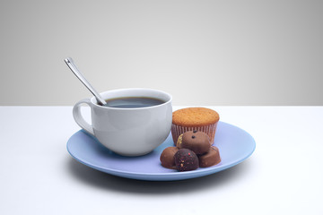 cup of coffee with dessert