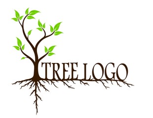 Obraz premium Green tree with roots. 