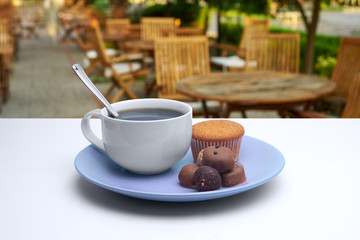 cup of coffee with dessert