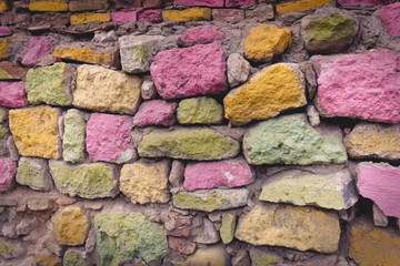 Colorful stone wall texture background