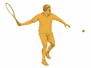 silhouette tennis player , vector drawing