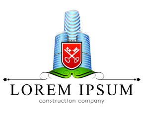 Obraz premium Skyscraper, corporation office, mall, vector logo template