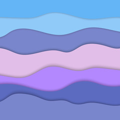 Abstract background with different levels wavy surfaces, material design