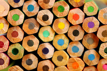 Drawing colourful pencils background, close up