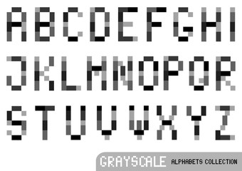 greyscale vector mosaic alphabets collection