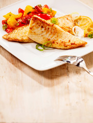 Delicious tilapia or cichlid fillet