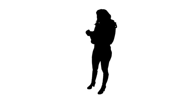 Silhouette of a woman on a white background.