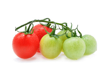 Tomato with drops isolated on white background