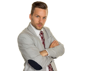 Manager vor weißem Hintergrund