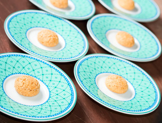 Almond cookies on plates
