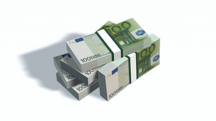 100 Euro bills packs with bank wrapper