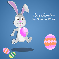 Easter bunny with easter egg. easter vector illustration.