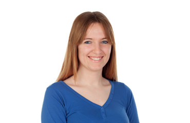 Fototapeta premium Attractive young woman with blue jersey