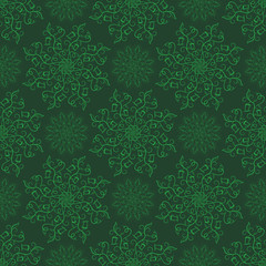 Vector Seamless Mandala Pattern over green