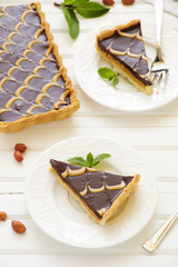 Chocolate tart with peanut butter.
