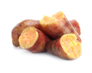 Whole purple yams photographed