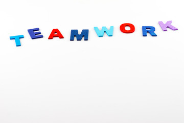 TEAMWORK word written on white background