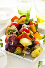 Vegetable Skewers (ratatouille) on skewers.