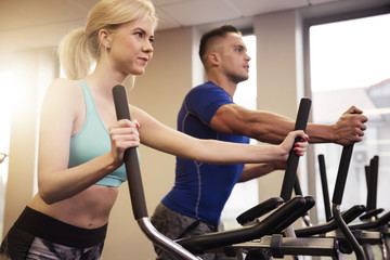 Heterosexual couple at the health club
