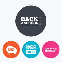 Back to school icons. Studies after the holidays