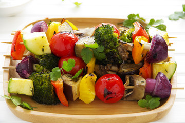 Vegetable Skewers (ratatouille) on skewers.