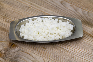 rice tray on wooden background