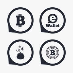Bitcoin icons. Electronic wallet symbol.
