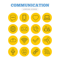 Communication icon. Smartphone, laptop and chat.