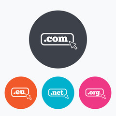 Top-level domains signs. Com, Eu, Net and Org.