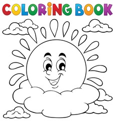 Coloring book cheerful sun theme 1