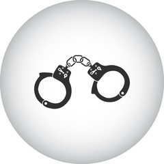 Police handcuffs simple icon on round background