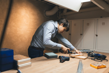 Handyman working with wood