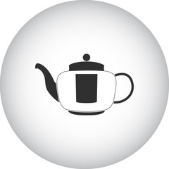 Kettle with strainer icon on round background